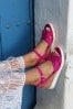 Linzi Fuchsia Pink Infinate Wedge Sandal With Linked Front Strap
