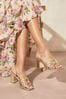 Love & Roses Gold Strappy Low Block Heeled Circle Sandals