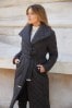 Lipsy Black Petite Quilted Belted Wrap Padded Coat, Petite