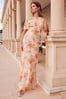 Friends Like These Pink Floral Chiffon Flutter Sleeve Maxi Dress