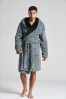 Loungeable Grey Contrast Hooded Dressing Gown