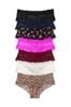 Victoria's Secret Black/Blue/Pink/Leopard/White Cheeky 7 Multipack Knickers, Cheeky