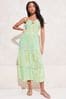Lipsy Green Petite Ring Detail Strappy Tiered Maxi Dress, Petite