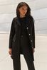 Lipsy Black Button Detail Tailored Longline Coat, Regular