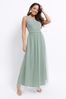 VILA Sage Green Sleeveless Lace And Tulle Maxi classy Dress