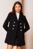 Lipsy Black Hammered Button Dolly Coat