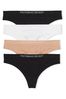 Victoria's Secret Black/Nude/White Thong Multipack Knickers, Thong