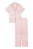 Victoria's Secret Purest Pink Diagonal Logo Short Sleeve Satin Long Pyjamas