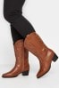 Yours Curve Brown Extra-Wide Fit Cowboy Calf Boot