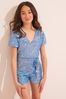 Lipsy Blue Sequin Wrap Front Playsuit