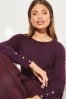 Lipsy Berry Red Scallop Detail Long Sleeve Knitted Jumper, Regular