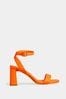Long Tall Sally Orange Block Heel High Colour Sandal