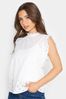 PixieGirl Petite White Broderie Frill Shoulder Top