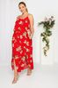 Yours Curve Red Floral Overlay Maxi Dress