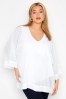 Yours Curve White London Ribbed Cape Blouse