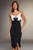 Lipsy Black/White Petite Lace Sequin Applique Bodycon Dress, Petite