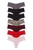 Victoria's Secret Black/Grey/Red/Leopard Thong 7 Multipack Knickers, Thong