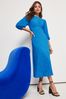 Lipsy Cyan Blue Spot Petite Jersey Puff Short Sleeve Underbust Summer Midi Dress