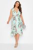 Yours Curve Green London Floral Sleeveless Double Ruffle Wrap Dress