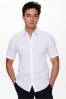 Only & Sons White Short Sleeve Button Up Shirt Contains Linen