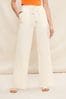 Friends Like These Neutral Wide Leg Trousers With Linen, Regular
