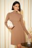 Friends Like These Camel Long Sleeve Fit and Flare Knitted Midi Dress, Regular