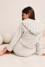 Lipsy Grey Fleece Embroidered Dressing Gown