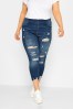 Yours Curve Jenny Cropped-Jeggings in Destroyed-Optik