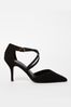 Friends Like These Black Regular Fit Cross Over Pointed Mid Court Heel, Regular Fit