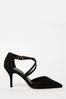 Friends Like These Black Wide FIt Cross Over Pointed Mid Court Heel, Wide FIt