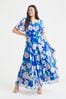 Scarlett & Jo Royal Blue Floral Isabelle Angel Sleeve Maxi Dress