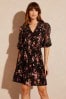 Love & Roses Black Floral Jersey Sheer Mix 3/4 Sleeve Mini Dress, Regular