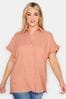 Yours Curve Orange Frill Sleeve Collared Shirt