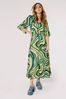 Apricot Green & Yellow Retro Angl Sleeve Tassel Maxi Dress