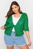 Yours Curve Green Pointelle Tie Shrug Cardigan