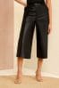 Love & Roses Black Faux Leather Culotte Trousers, Regular