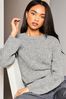 Lipsy Grey Stitch Mix Wide Sleeve Knitted Jumper, Regular