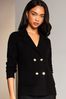 Lipsy Black Knitted Military Button Blazer