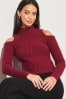 Lipsy Berry Red Could Shoulder Cable Knitted Jumper