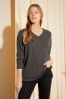 Friends Like These Grey Oversized V Neck Cosy Jersey Long Sleeve Sweat Top