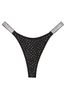 Victoria's Secret Nero Black Thong Shine Strap Swim Bikini Bottom, Thong
