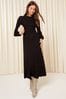Friends Like These Black Knitted Rib A Line Cosy Midi Dress
