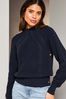 Lipsy Navy Blue Long Sleeve Cable Knitted Jumper, Regular