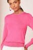 Lipsy Hot Pink Long Sleeve Scallop Detail Knitted Jumper, Regular