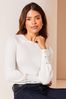 Lipsy Ivory White Long Sleeve Scallop Detail Knitted Jumper, Regular