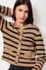 Lipsy Black and Camel Knitted Stripe Button Through Cardigan