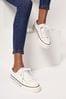Lipsy White Regular Fit Flatform Lace Up Canvas Chunky Trainer, Regular Fit