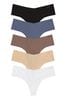 Victoria's Secret PINK Black/Blue/Nude/White Thong 5 Multipack Knickers