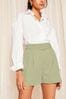 Friends Like These Sage Green Buckle Front Tailored Shorts, Regular