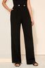 Friends Like These Black Wide Leg Trousers With Linen, Regular